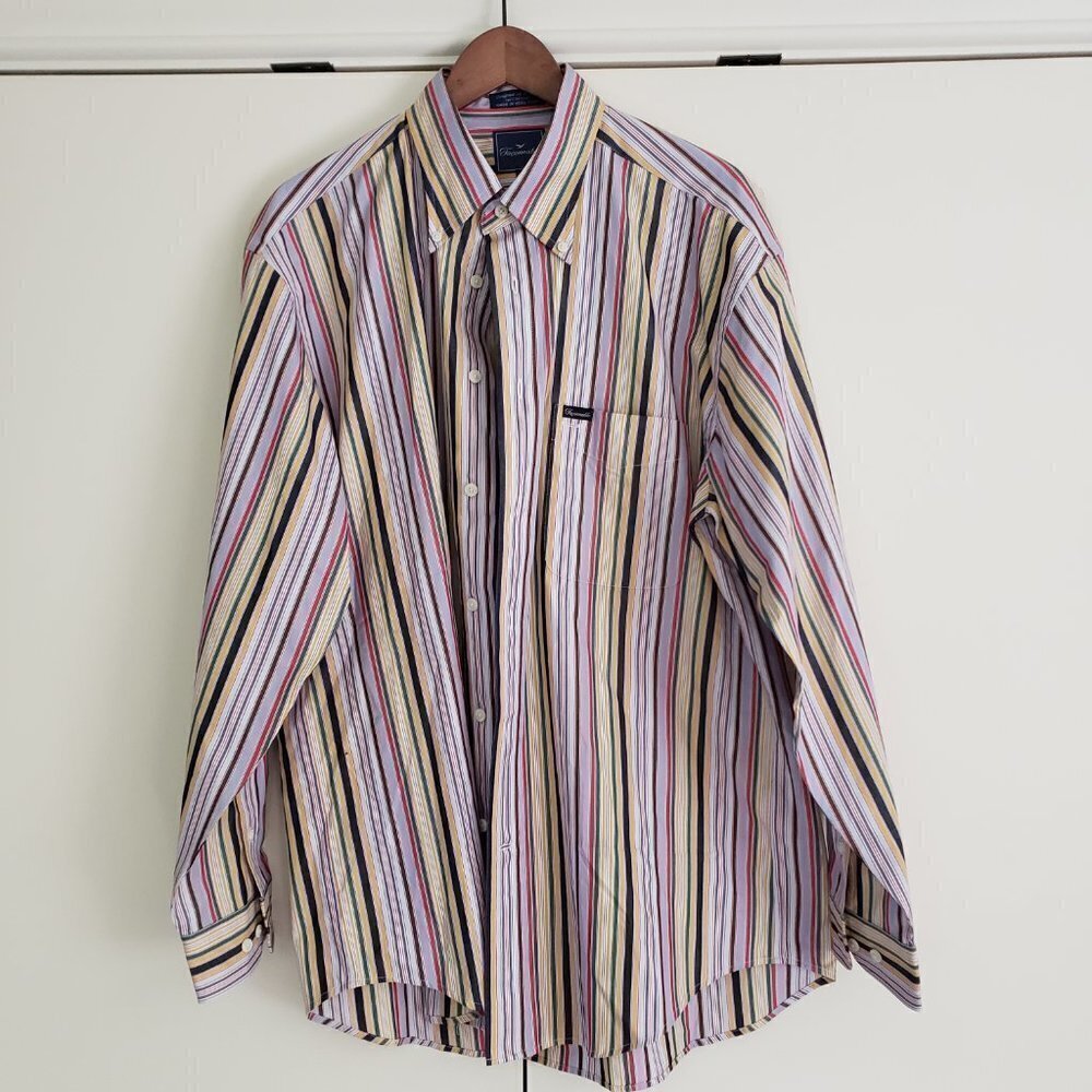 New Vintage Façonnable Striped Button Down Shirt - Size L